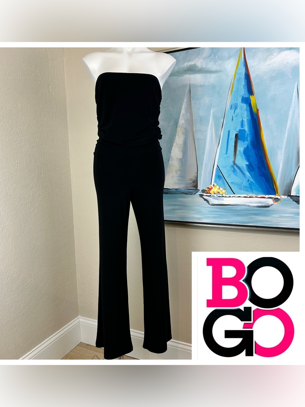 Newport News Black Strapless Jumpsuit size large
